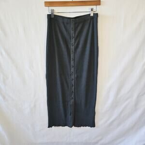 Polo Ralph Lauren Button Front Rib Knit Gray Pencil Skirt Medium